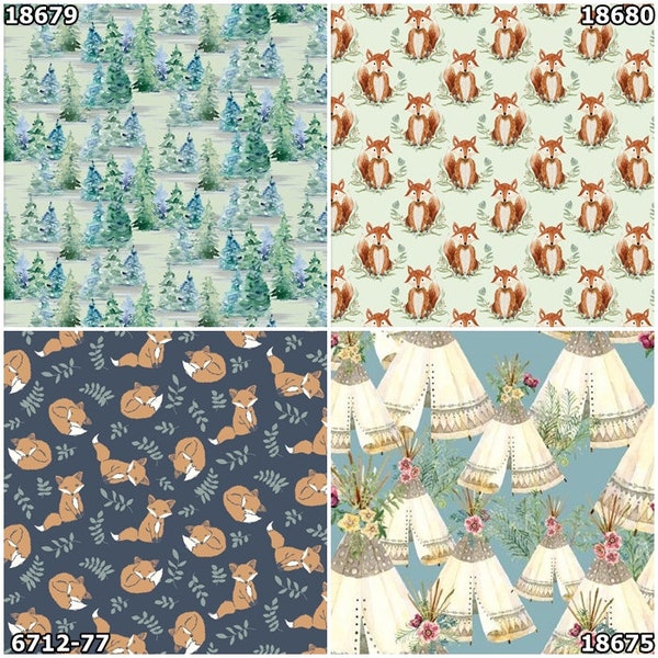 Forest Friends, Adventure, Tents, Fox, Trees 100% Cotton Fabric! 4 Styles