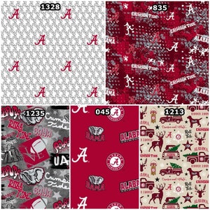 NCAA Alabama Crimson Tide Crimson & Black College 100% Cotton Fabric Roll Tide 15 Styles image 2