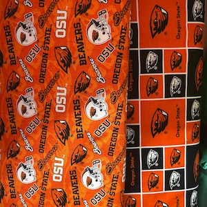 NCAA Oregon State University OSU Beavers Orange & Black College Logo 100% Cotton Fabric by Sykel!