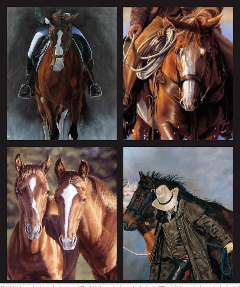 WESTERN SOUTHWESTERN WHITE /& BROWN HORSE FABRIC PANELS MAKE A SELECTION