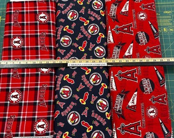 MLB-logo Los Angeles Angels of Anaheim Rood en marineblauw 100% katoen van Fabric Traditions! 3 stijlen: