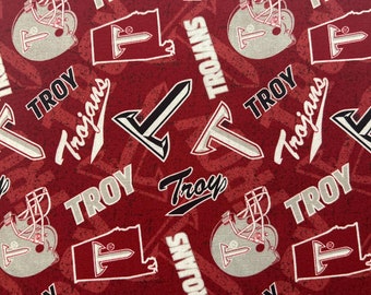 NCAA Troy University Trojans 1178 Red College Logo 100% Cotton Fabric by Sykel!