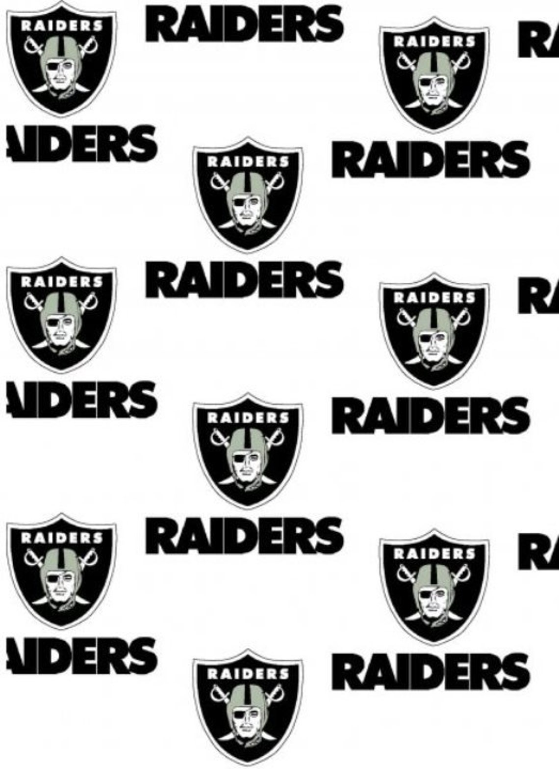 NFL Logo Las Vegas Raiders White and Black 100 Cotton Fabric Etsy