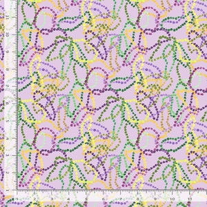 Mardi Gras Fat Tuesday Carnival New Orleans Beads, Feathers, Sequins, Nola, Confetti 100% Cotton Fabrics 8 Styles 2692 LAVENDER BEADS