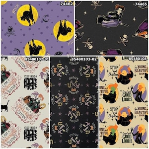 Hocus Pocus Binx and Sanderson Sisters 100% Cotton Fabrics! 5 Styles
