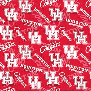 NCAA Logo University of Houston Cougars 1178 College Logo Scarlet Red 100% Cotton Fabric by Sykel!