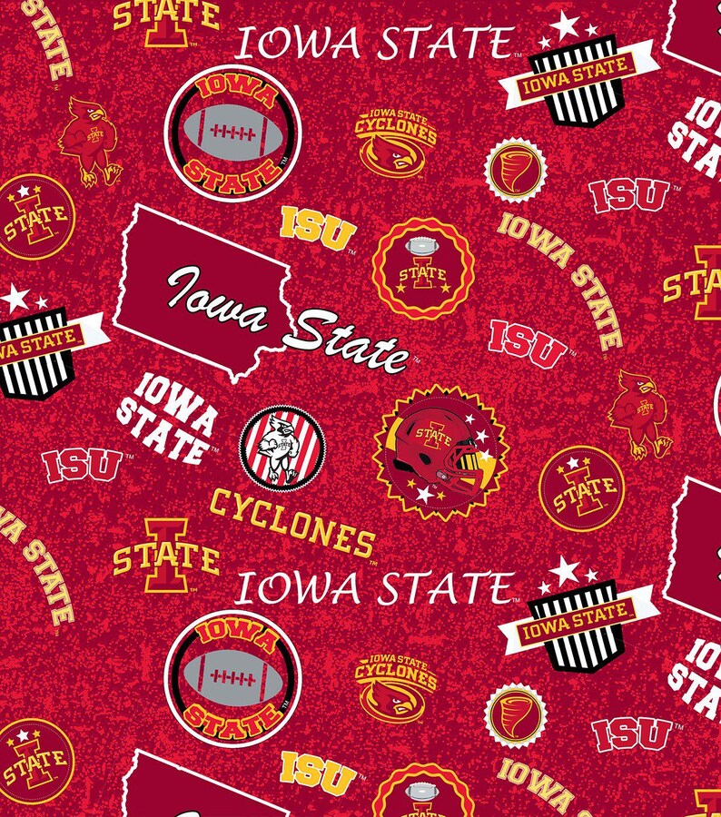 Red Iowa State Rectangular Shape NCAA Iowa State Cyclones University Red and Gold Cyclones College Logo ...