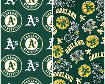 MLB Logo Oakland Athletics 100% Cotton Fabric by Fabric Traditions! 2 Styles