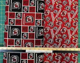 NCAA University of South Carolina Black & Garnet College 100% Cotton Fabric by Sykel! Go USC Gamecocks!