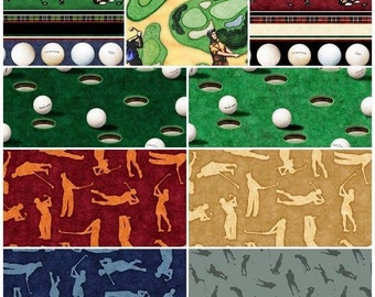 Chip Shot Up to Par Golf Golfing Golfer PGA 100% Cotton Fabrics for Quilting by QT Fabrics! 9 Styles