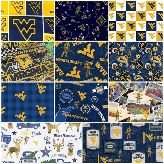 NCAA West Virginia University Mountaineers College Logo Cotton Etsy