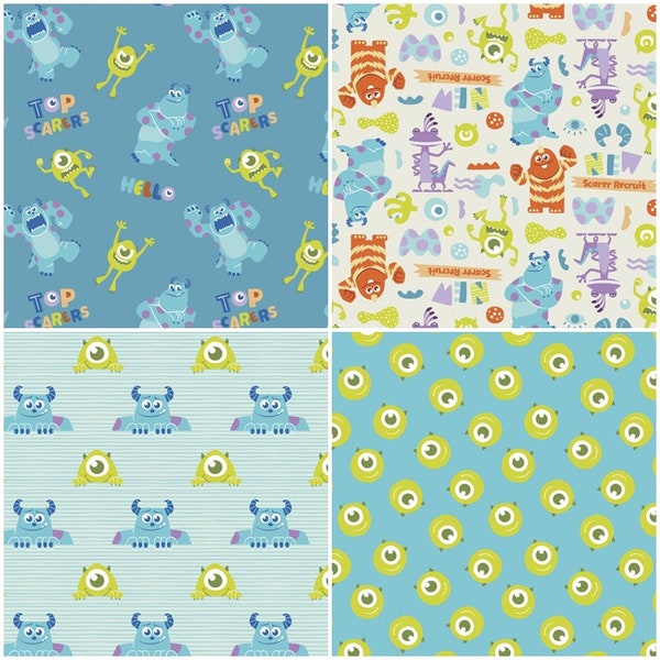 Disney's Monsters Inc Mike and Sulley 100% Cotton Fabrics by Camelot! 4 Styles