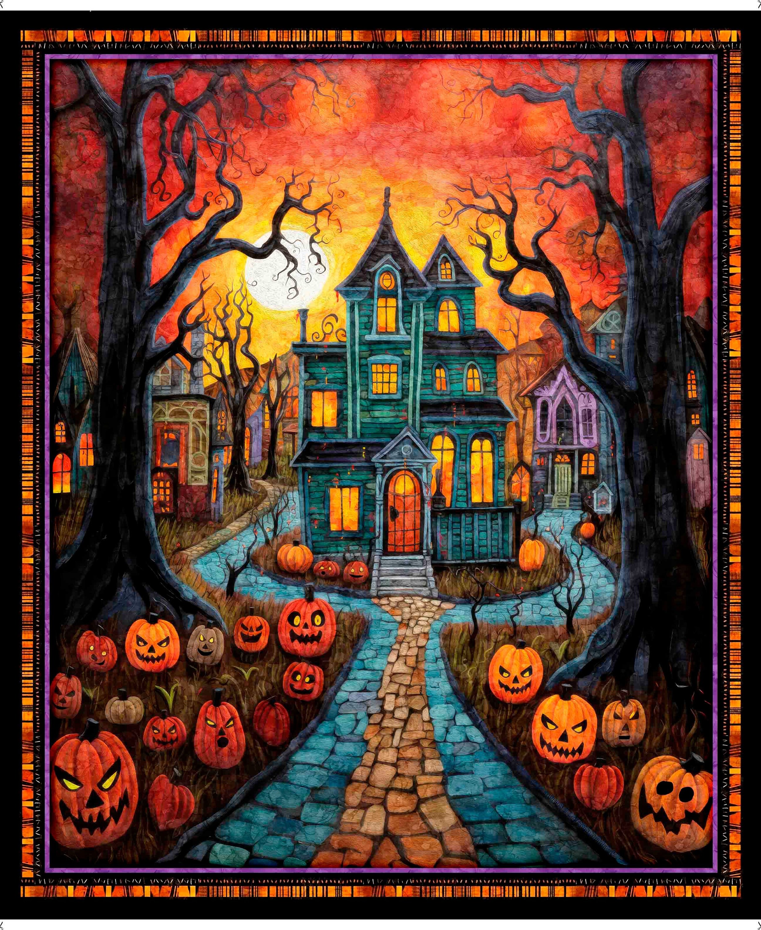 アート様 Haunted House Quilt Panel - Etsy