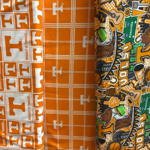 NCAA University of Tennessee Vols Orange & White College Logo 100% Cotton Fabric by Sykel! 3 Styles