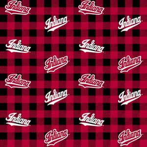 NCAA Indiana University Hoosiers Red College Logo 100% Cotton Fabric by Sykel! 3 Styles 1207 BUFFALO PLAID