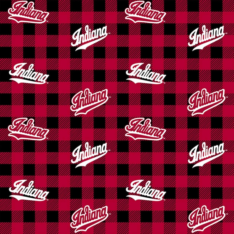NCAA Indiana University Hoosiers Red College Logo 100% Cotton Fabric by Sykel! 3 Styles 1207 BUFFALO PLAID