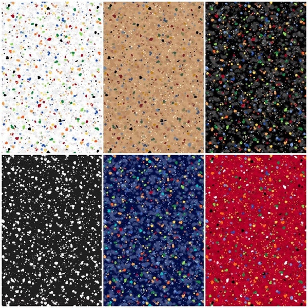 Speckled Dots Pebbles Dashes Blender 100% Cotton Fabrics by QT Fabrics! 6 Styles