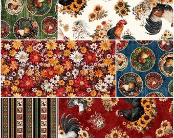 Rule the Roost Chickens, Hens, Roosters 100% Cotton Fabrics by QT! 6 Styles