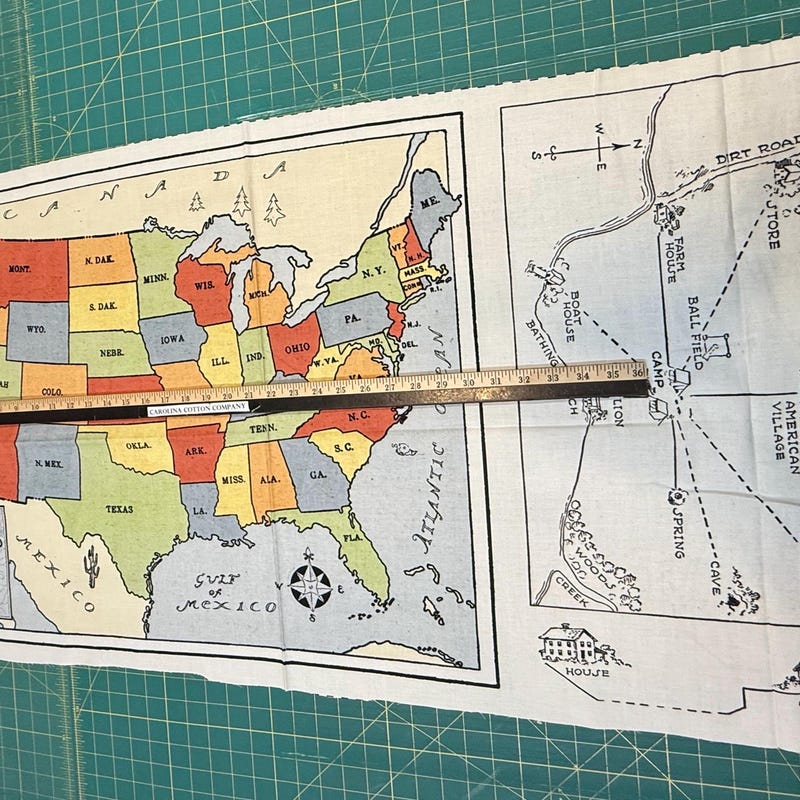Usa Map Fabric Panel - Etsy