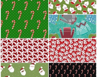 Holly Holiday, Cozy Winter, Santa, Christmas Sweaters, HoHoHo, Peppermints, Candy Canes 100% Cotton Fabric! 7 Styles