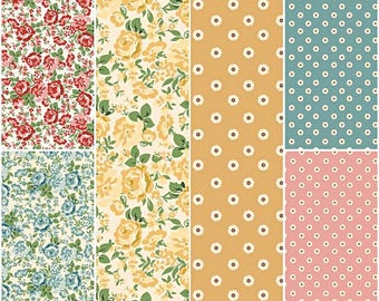 Telas de algodón 100% con estampado floral de rosas y lunares de Riley Blake. ¡6 estilos!