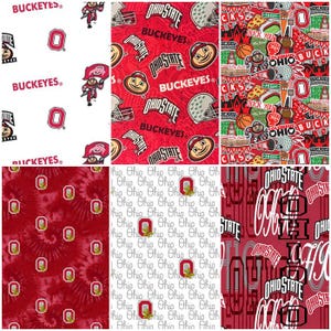 NCAA The Ohio State University Buckeyes Red & Black College Logo Cotton Fabric! 6 Styles
