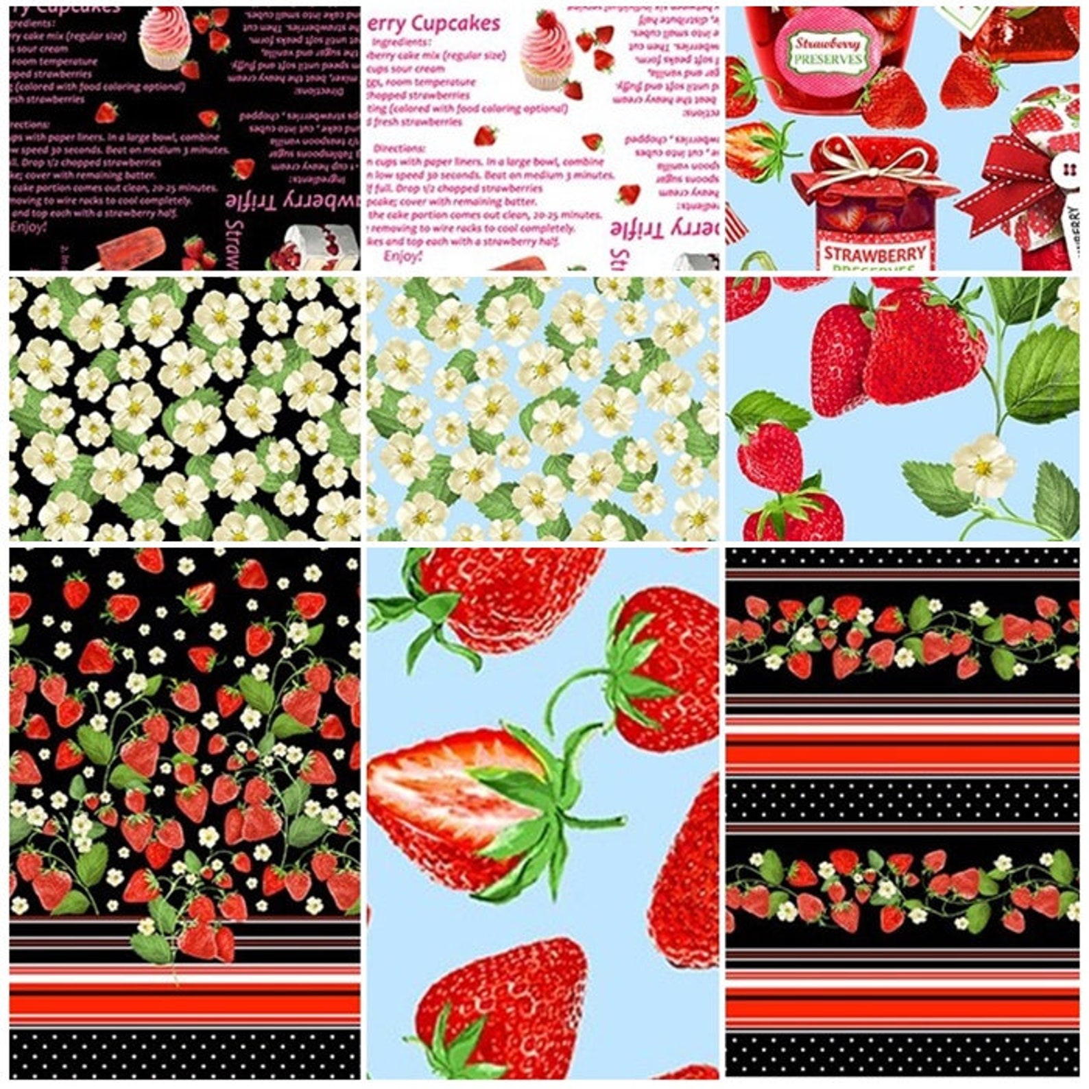 Strawberry Fields Forever Fruit 100% Cotton Fabric 9 Styles | Etsy