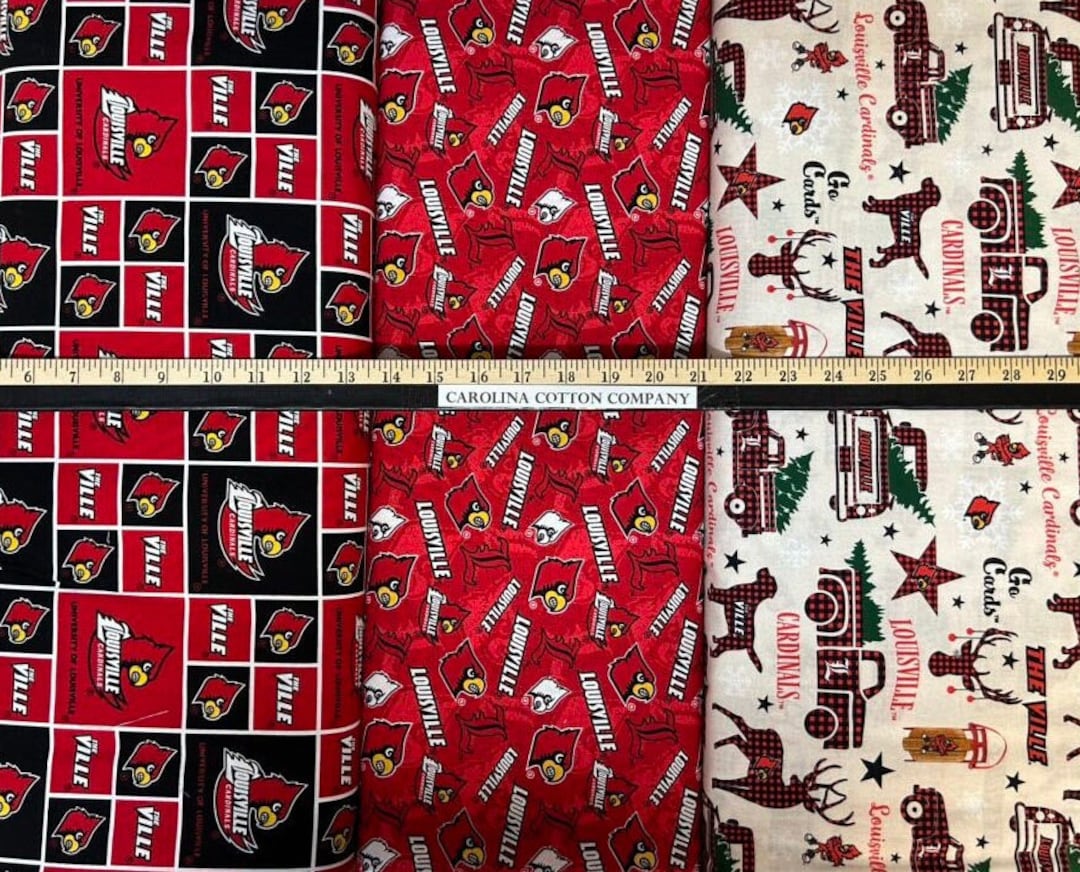 NCAA+University+of+Louisville+Cardinals+Block+Cotton+Fabric+by+The+Yard for  sale online