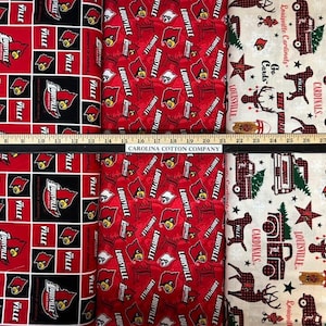NCAA University of Louisville Cardinals Red & Black College Logo 100% Cotton Fabric!