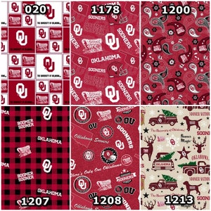 NCAA University of Oklahoma Sooners Crimson & Black College Logo 100% Cotton Fabric! 6 Styles