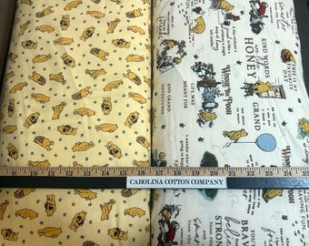 Winnie the Pooh Quotes and Yellow Bear Toss 100% Cotton FLANNEL Fabric by Riley Blake! 2 Styles