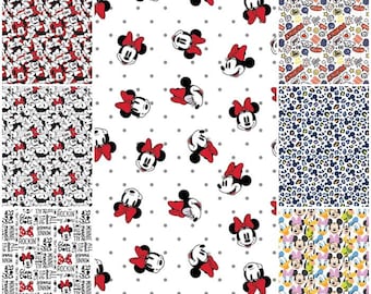 ディズニー ミッキーマウス、ミニーマウス、ドナルドダック、デイジーダック、プルート、グーフィーの100%コットン生地！7種類