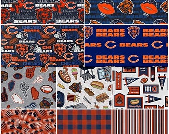 NFL Chicago Chi Town Tough Bears 100% Cotton Fabric for Quilting! 10 Styles