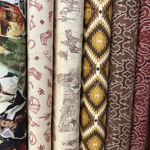 Saloon Country Western Go West con John Wayne Cattle Drive Yellowstone 1883 Dutton Ranch Tela 100% algodón 6 estilos