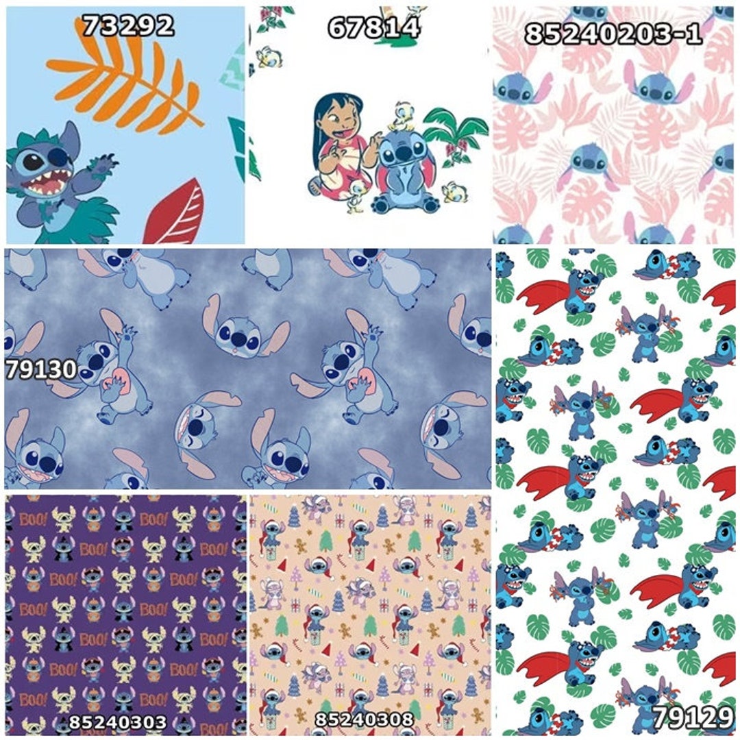 Disney Lilo & Stitch 100 Cotton Fabrics for Quilting 7 Styles Etsy