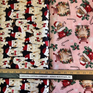 Christmas Kitty Cats & Puppy Dogs 100% Cotton Fabrics by QT and TT! 4 Styles