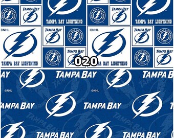 NHL Logo Tampa Bay Lightning Blue & White Ice Hockey Team 100% Cotton Fabric by Sykel!