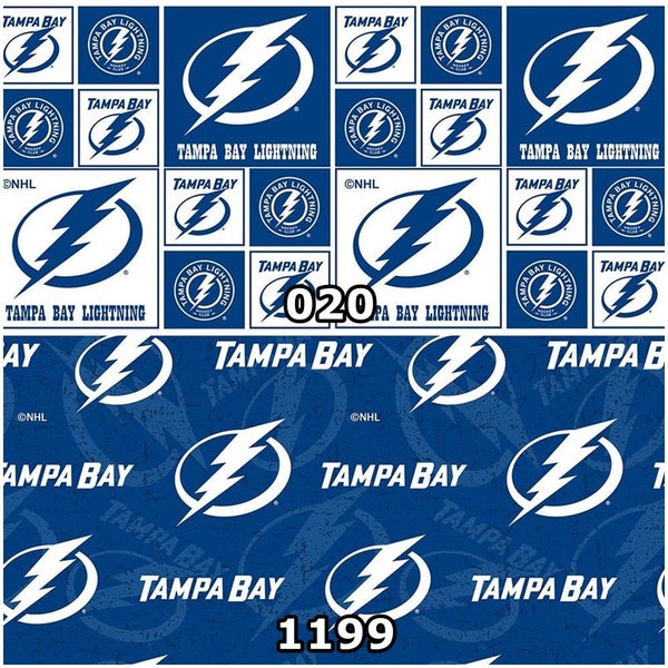 NHL Logo Tampa Bay Lightning Blue & White Ice Hockey Team 100% Cotton Fabric by Sykel!