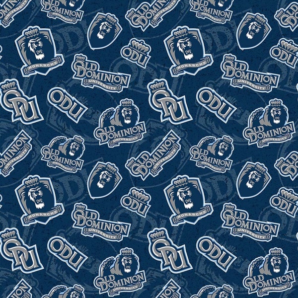 NCAA Old Dominion University 1178 Big Blue & Silver College Logo Cotton Fabric by Sykel!