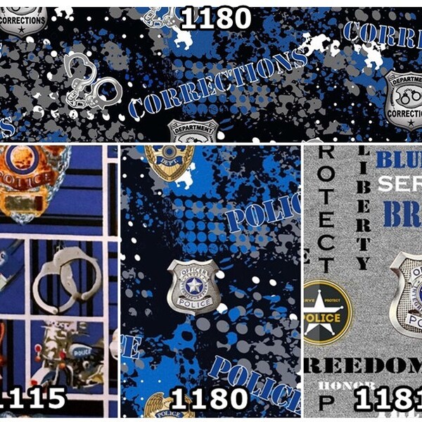 Police, Swat, Cops, Corrections Officer, Highway Patrol, State Trooper, Back the Blue Cotton Fabric! 4 Styles [Choose Your Cut Size]