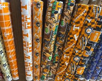 NCAA University of Tennessee Vols Orange & White College Logo 100% Cotton Fabric by Sykel! 6 Styles