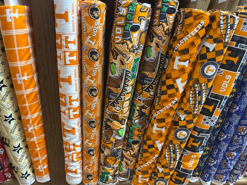 NCAA University of Tennessee Vols Orange & White College Logo 100% Cotton Fabric by Sykel! 6 Styles image 2