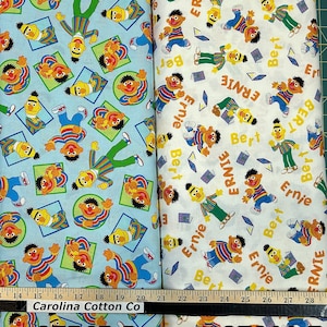 Sesame Street! Big Bird, Oscar, Cookie Monster, Elmo 100% Cotton Fabric by Quilting Treasures! 5 Styles