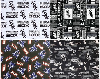 MLB Logo Chicago White Sox 100% Cotton Fabric by Fabric Traditions! 4 Styles