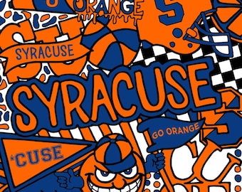 NCAA Syracuse Orangemen College Logo 100% Cotton Fabric by Sykel! 2 Styles