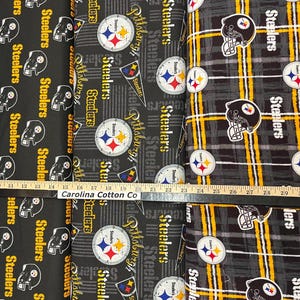 NFL Logo Pittsburgh Steelers Black & Yellow 100% Cotton Fabric by Fabric Traditions! 7 Styles image 3