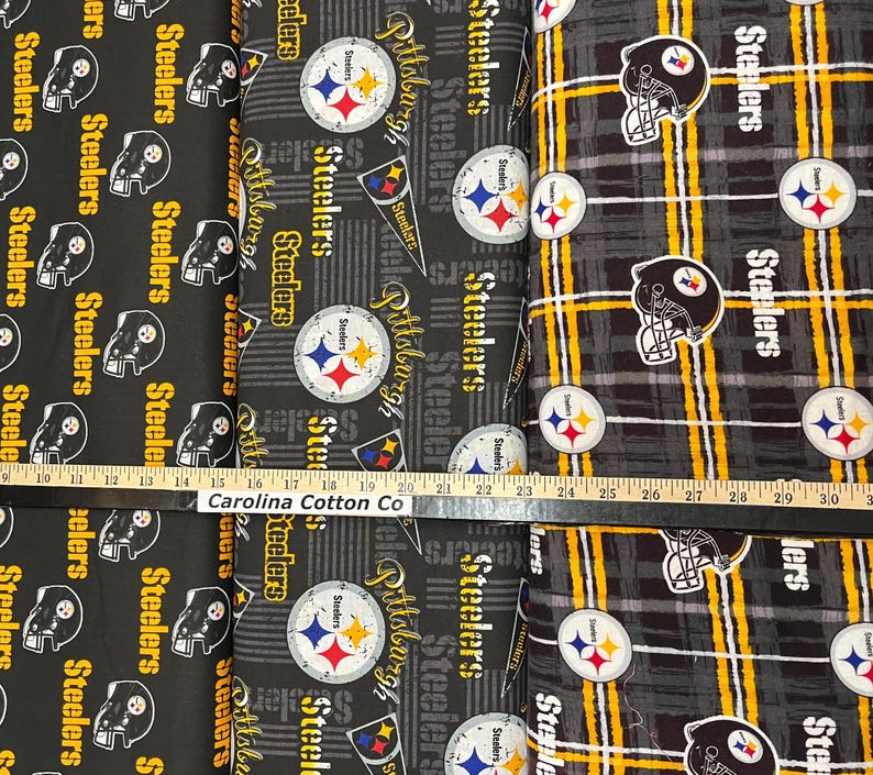 NFL Logo Pittsburgh Steelers Black & Yellow 100% Cotton Fabric by Fabric Traditions! 7 Styles image 3