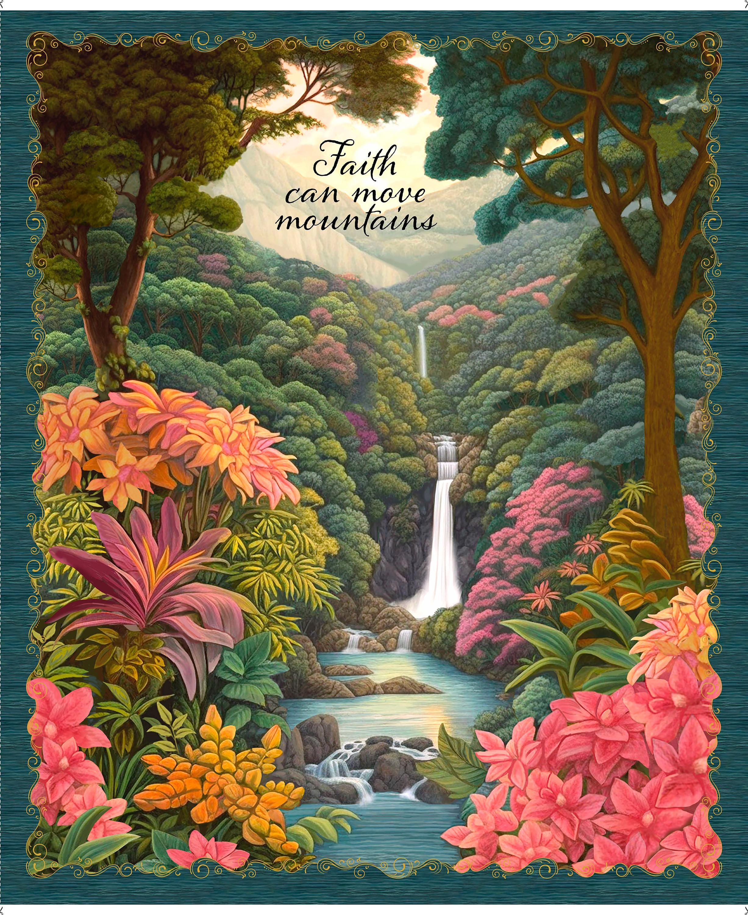 Faith Can Move Mountains 31514-X Beautiful Scene Adorned With