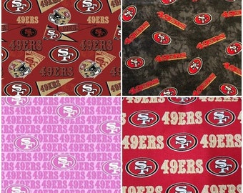 NFL Logo San Francisco 49ers Red & Black 100% Cotton Fabric! 4 Styles