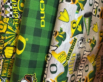 NCAA University of Oregon Ducks Green & Yellow College Logo Cotton Fabric by Sykel! 5 Styles